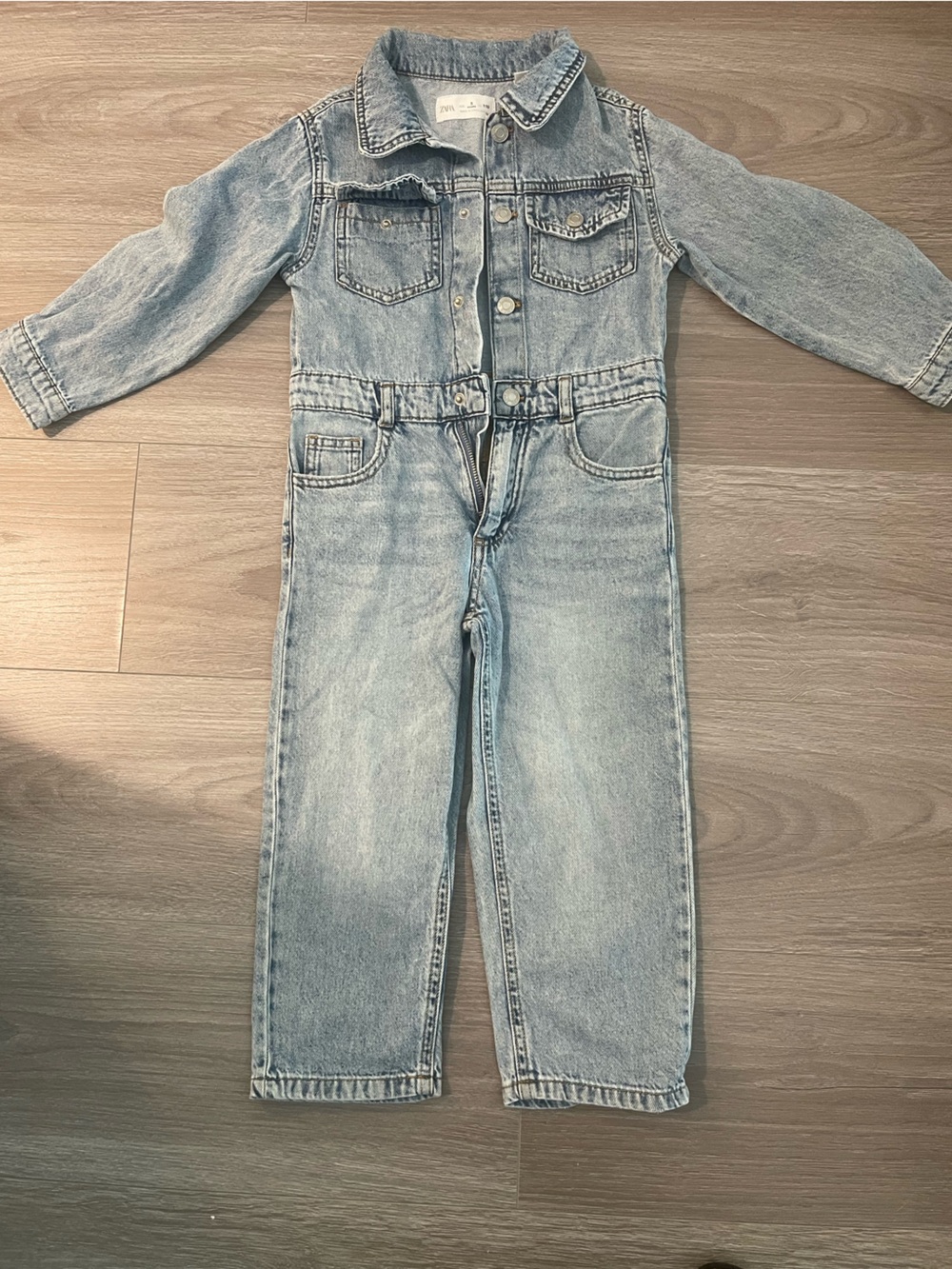 Zara Light Wash Denim Jumpsuit Jeans - kids size 5